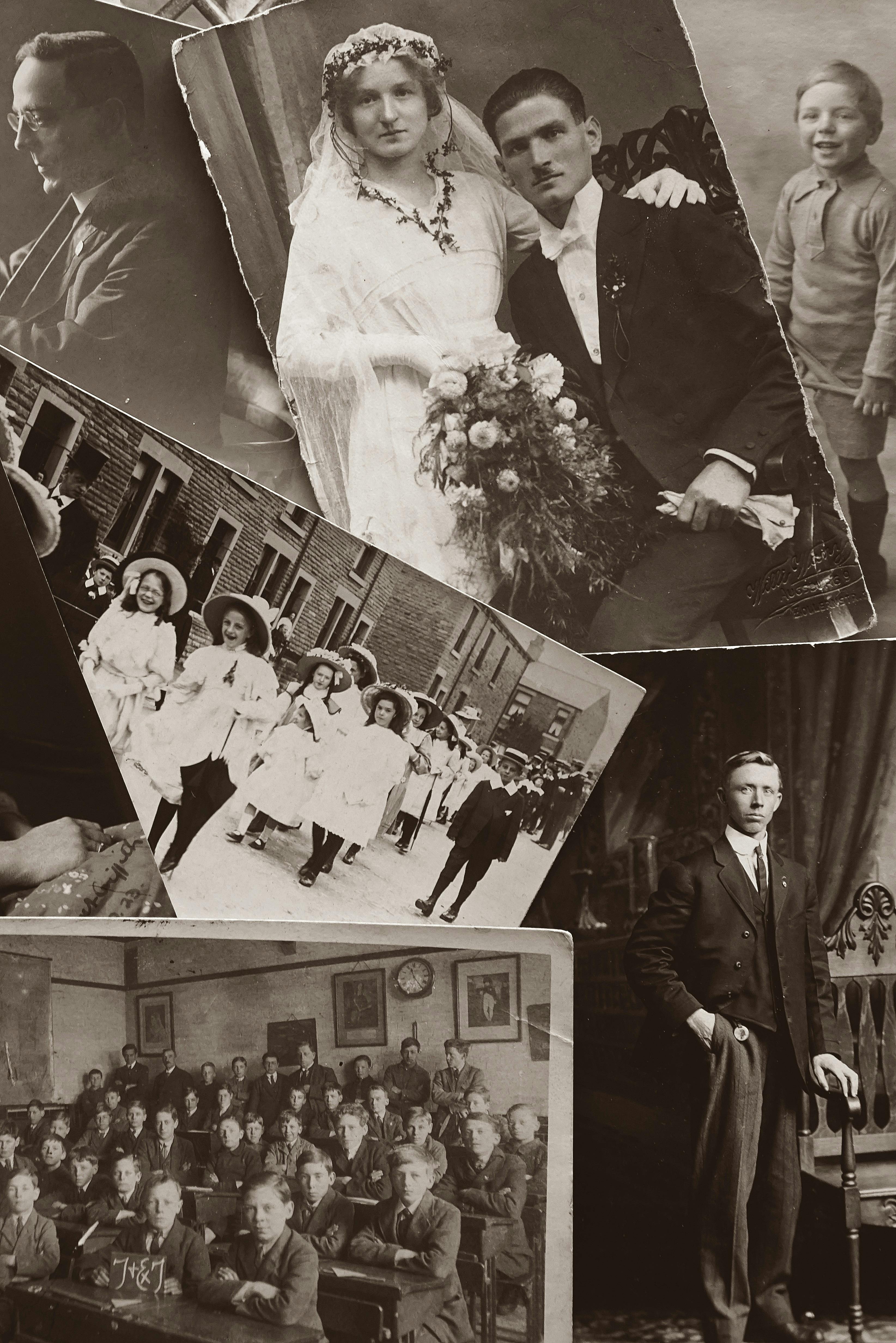 Vintage wedding photos representing milestone memories